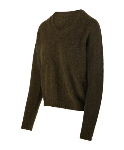 Roberto Collina V-neck Knitted Sweater In Green