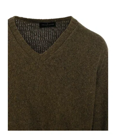 Roberto Collina V-neck Knitted Sweater In Green