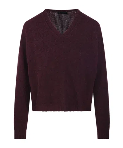 Roberto Collina V-neck Knitted Sweater In Red