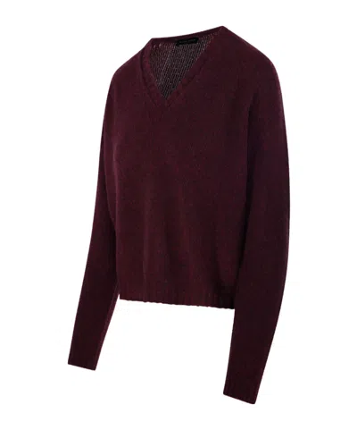 Roberto Collina V-neck Knitted Sweater In Red