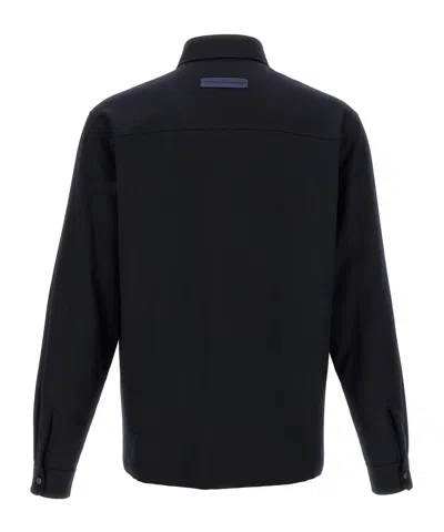 Zegna Padded Techmerino Shirt Jacket In Black