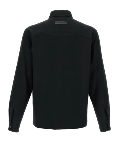 Zegna Padded Techmerino Shirt Jacket In Black