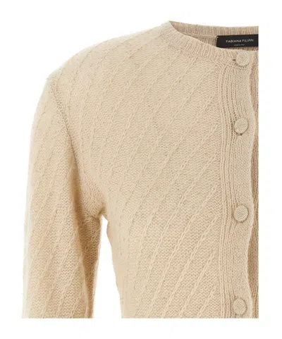 Fabiana Filippi Sequin Crochet Cardigan Sweaters And Cardigans Beige In Neutral