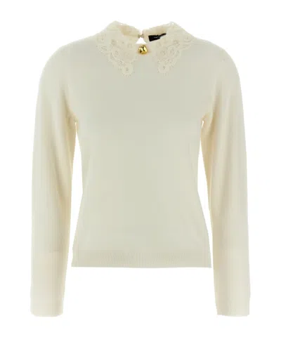 Fabiana Filippi Lace Neck Sweater Sweaters And Cardigans White In White