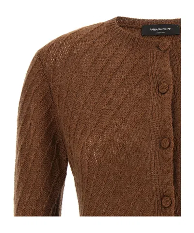 Fabiana Filippi Sequin Crochet Cardigan Sweaters And Cardigans Brown In Brown