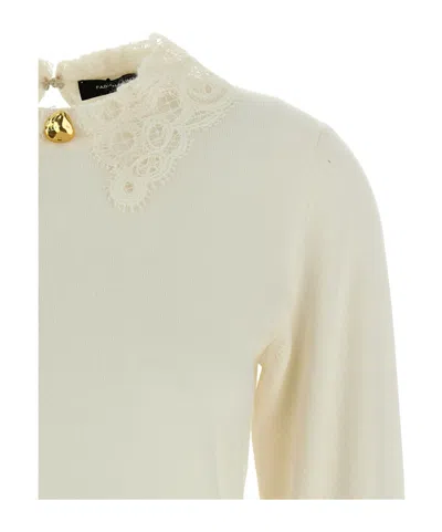 Fabiana Filippi Lace Neck Sweater Sweaters And Cardigans White In White