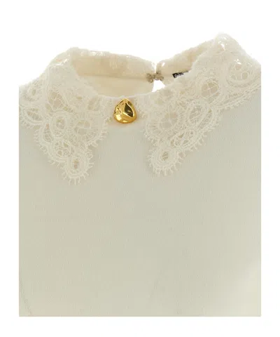 Fabiana Filippi Lace Neck Sweater Sweaters And Cardigans White In White