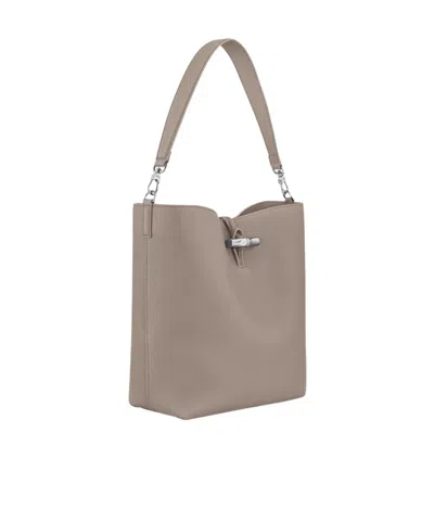 Longchamp Medium Le Roseau Leather Hobo Bag In Brown