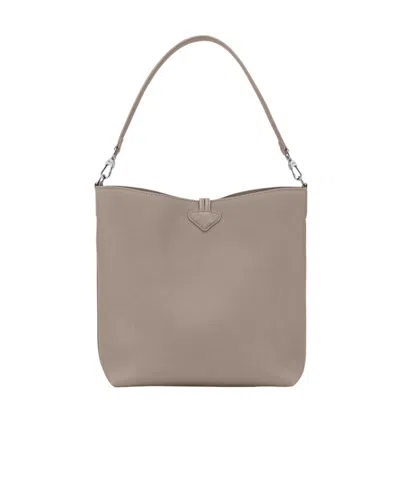 Longchamp Medium Le Roseau Leather Hobo Bag In Brown