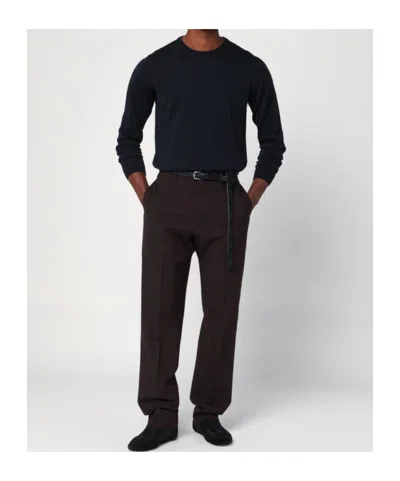 Roberto Collina Round-neck Long-sleeve Knitted Sweater In Blue