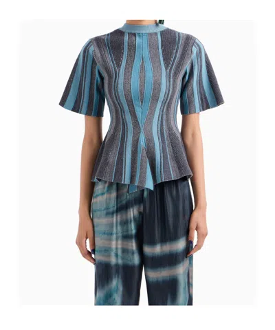 Giorgio Armani Patterned Top In Blue