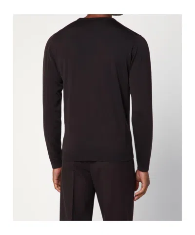 Roberto Collina Round-neck Long-sleeve Knitted Sweater In Brown