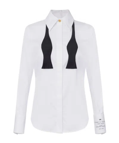 Elisabetta Franchi Cotton Poplin Shirt With Logo In White