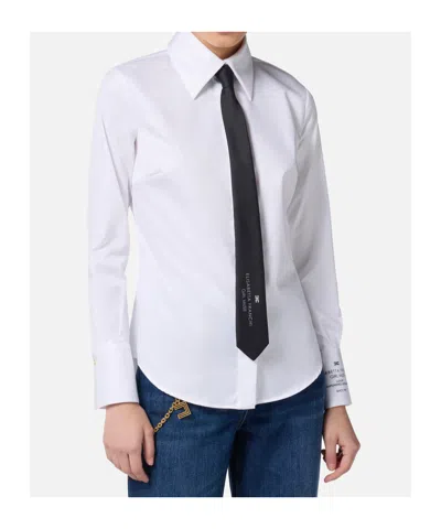 Elisabetta Franchi Cotton Poplin Shirt With Logo In White