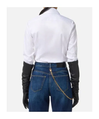 Elisabetta Franchi Cotton Poplin Shirt With Logo In White