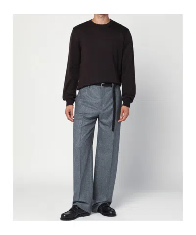 Roberto Collina Round-neck Long-sleeve Knitted Sweater In Brown