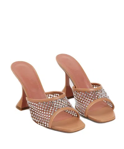 Amina Muaddi Lupita Embellished Net Slippers