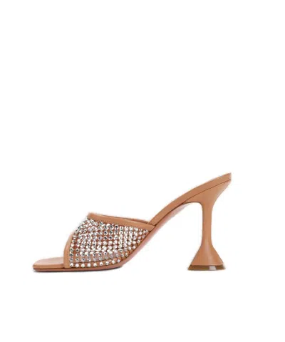 Amina Muaddi Lupita Embellished Net Slippers