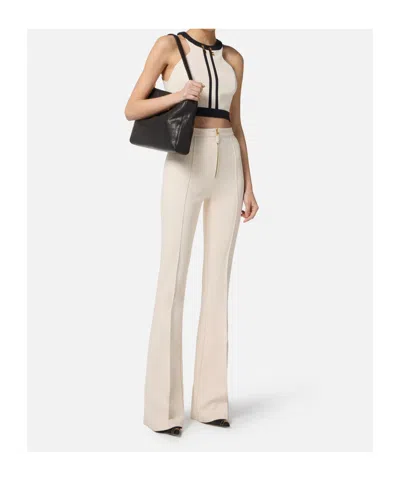 Elisabetta Franchi Double Crepe Color-block Top In Multi