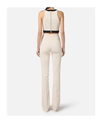 Elisabetta Franchi Double Crepe Color-block Top In Multi