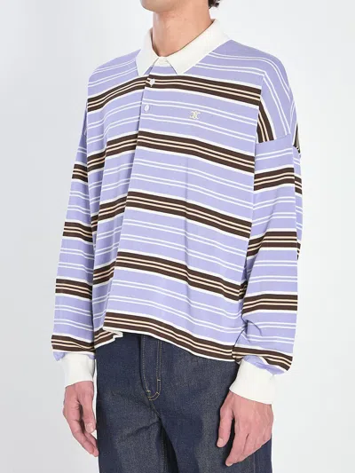 Celine Polo Sweater In Striped Cotton In Multi
