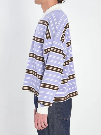Celine Polo Sweater In Striped Cotton In Multi