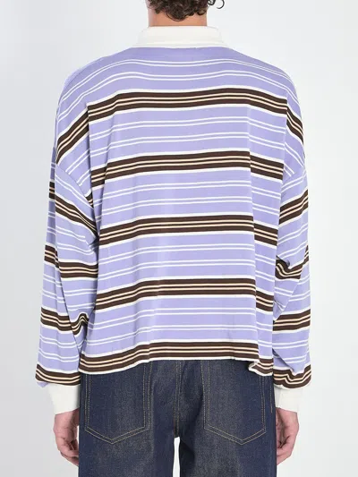 Celine Polo Sweater In Striped Cotton In Multi