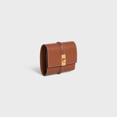Celine Women Small Trifold Leather Wallet In Brown