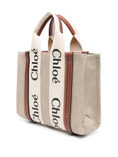 Chloé Woody Little Bag In Beige Canvas