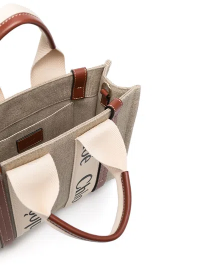 Chloé Woody Little Bag In Beige Canvas