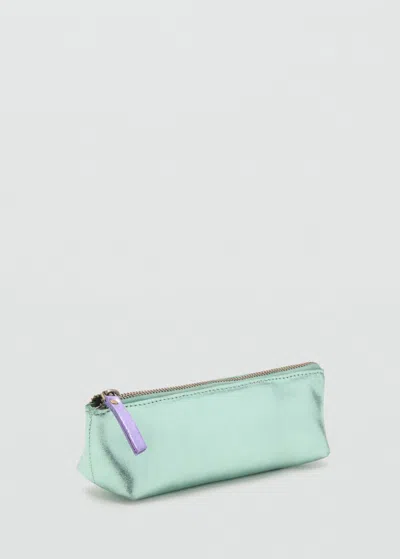 Mango Metallic Effect Leather Case Aqua Green In Green