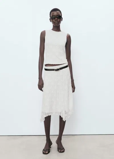 Mango Lace Strap T-shirt White