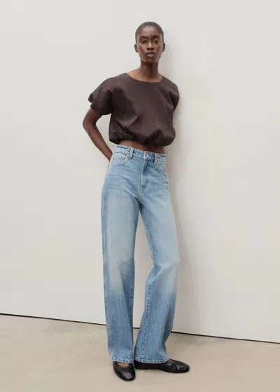 Mango High Waist Straight Jeans Medium Blue In Brown