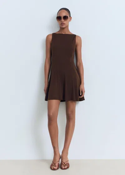 Mango Short Flared Dress Chocolate