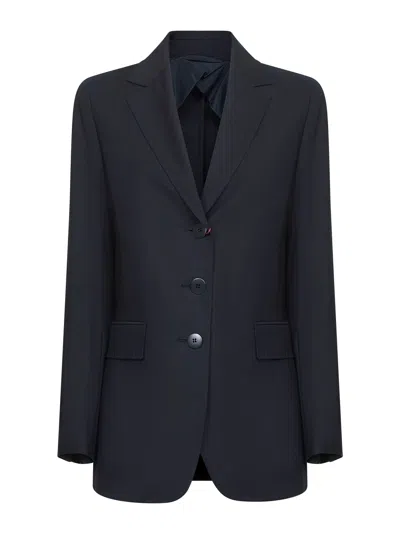 Max Mara Blue Virgin Wool Canvas Nice Blazer