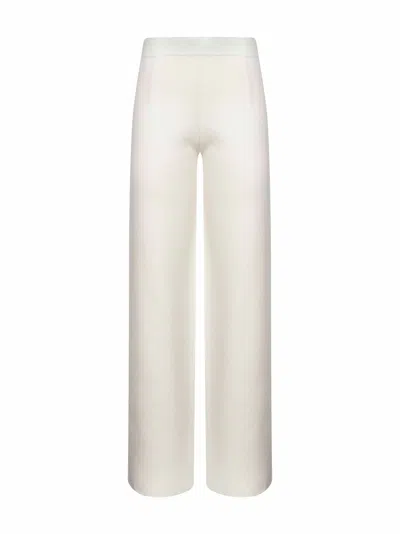 Max Mara White Stretch Knit Marzia Straight Trousers