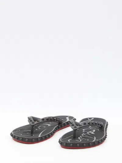 Christian Louboutin Super Loubi Flip Flops In Black