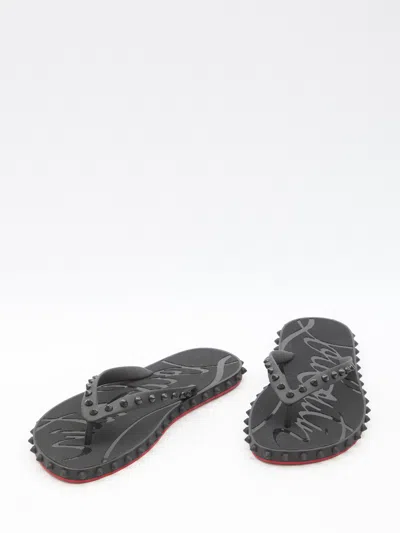 Christian Louboutin Super Loubi Flip Flops In Black