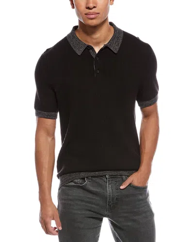 Scotch & Soda Marled Rib Sweater Polo Shirt In Black