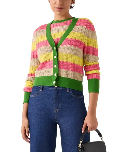 Lk Bennett Womens Mul-green Cinzia Zigzag-pattern Cotton-blend Cardigan Xs In Green