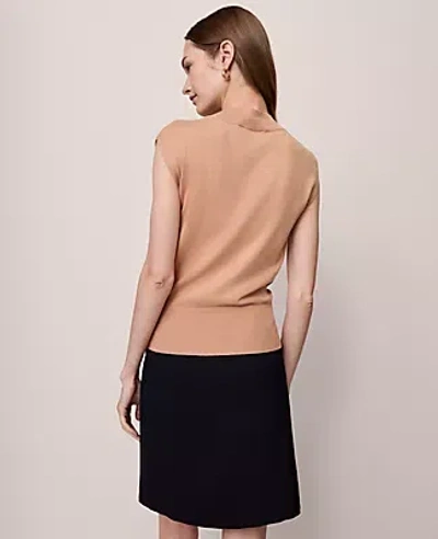 Ann Taylor Wide Shoulder Mock Neck Sweater Shell Top