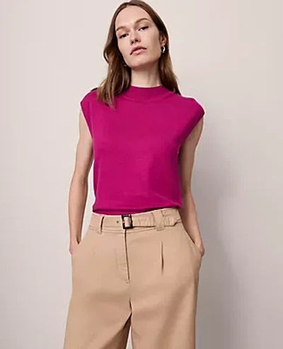 Ann Taylor Wide Shoulder Mock Neck Sweater Shell Top