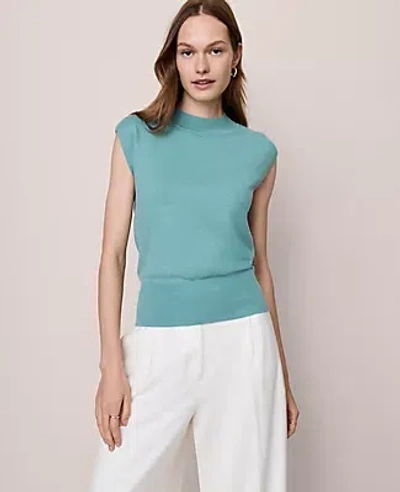 Ann Taylor Wide Shoulder Mock Neck Sweater Shell Top