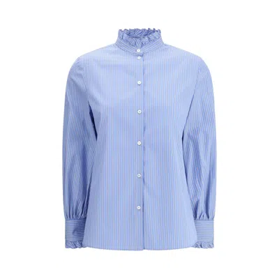 Valentino Light Blue Striped Shirt In Cotton