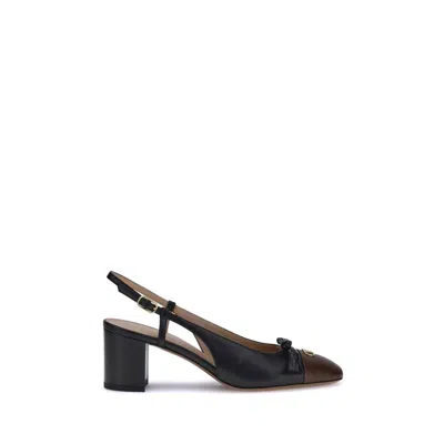 Valentino Leather Vlogo Signature Pumps With Block Heel In Black