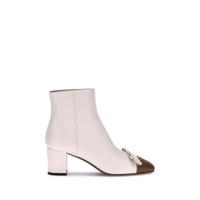 Valentino Cream Goatskin Ankle Boots In White