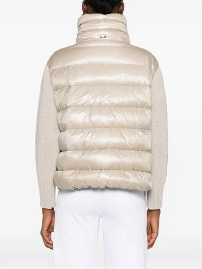 Herno Puffer Jackets Featuring Drawstring Accents In Neutral