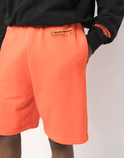 Heron Preston Logo Recycled Sweat Shorts In Orange