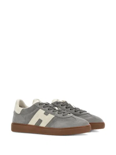 Hogan Trendy Suede Round Toe Rubber Sole Sneakers