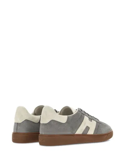 Hogan Trendy Suede Round Toe Rubber Sole Sneakers